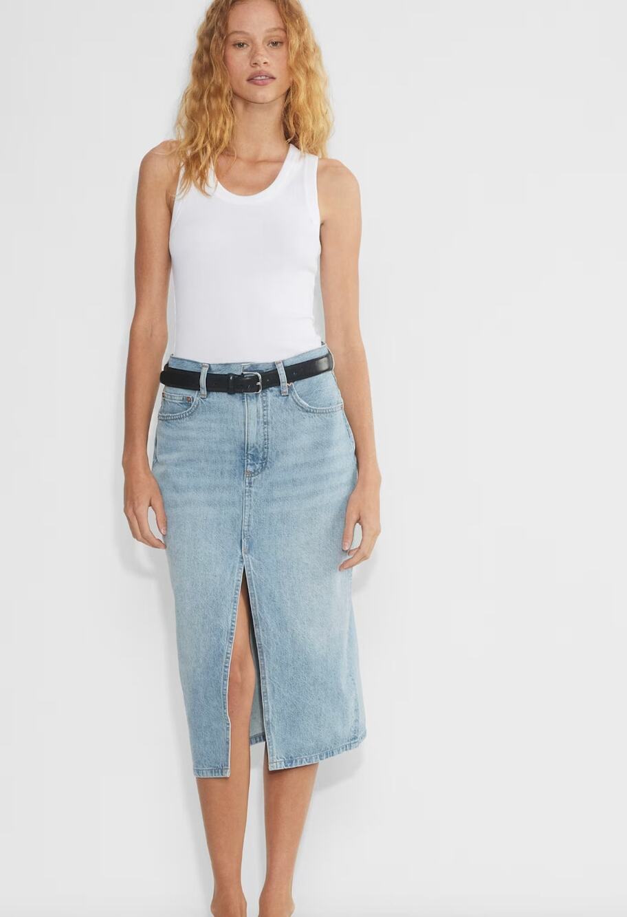 Aritzia/Denim Forum '90's Halle Midi Jean Skirt, Size 32